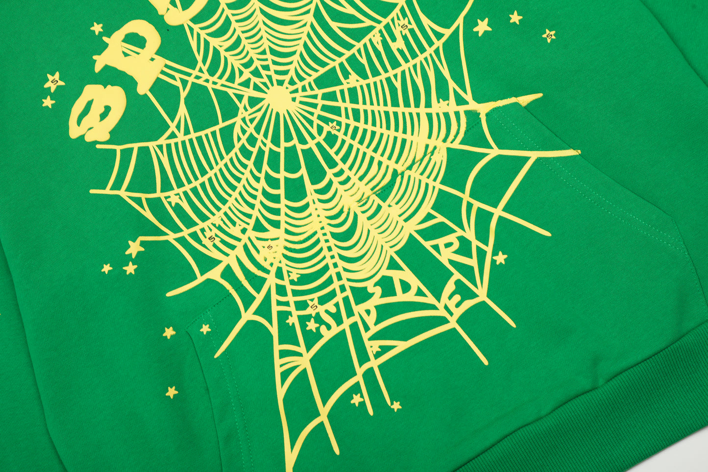 Sp5der Punk V2 Rhinestone Hoodie Bright Green