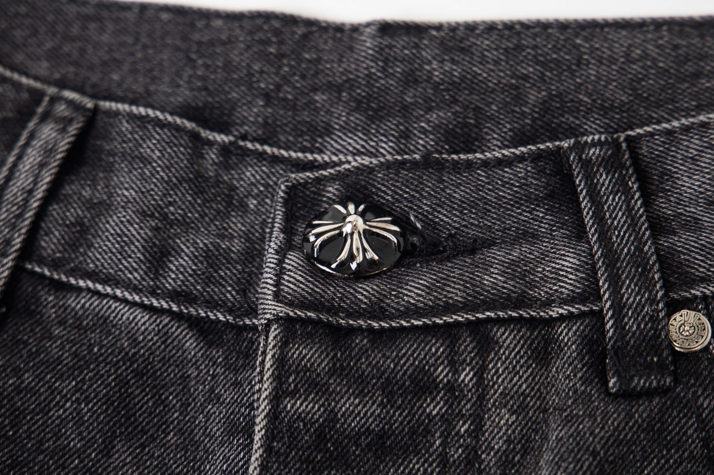 Chrome Hearts Multi Cross Patch Denim Jeans - Grey Gothic Street Pants 1111