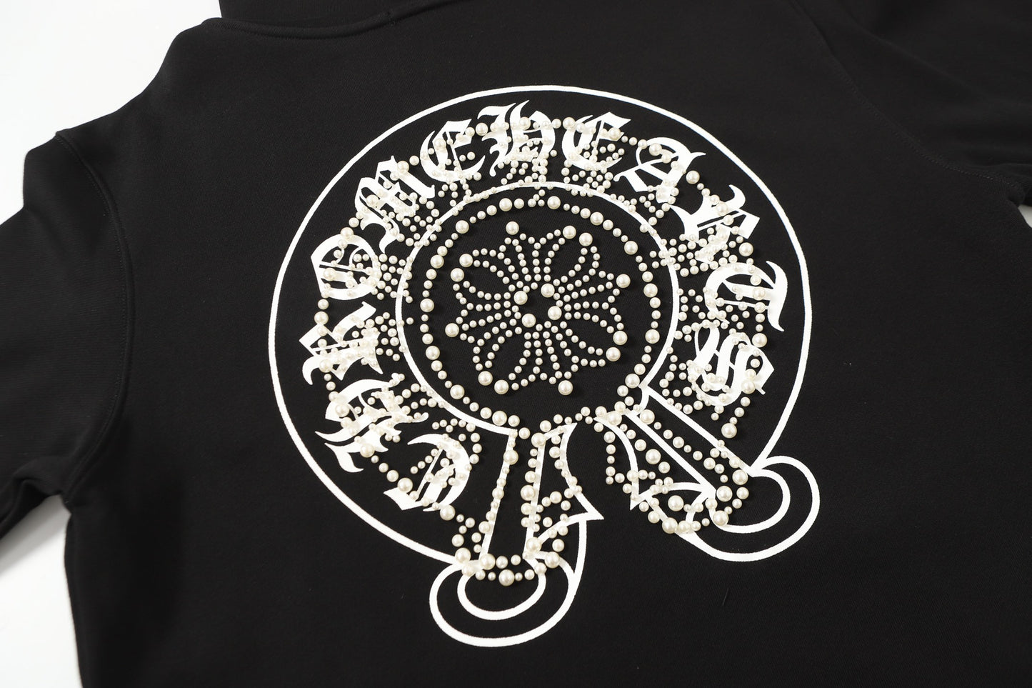Chrome Hearts Rhinestone Horseshoe Hoodie - Black Gothic Streetwear Sweatshirt 2601