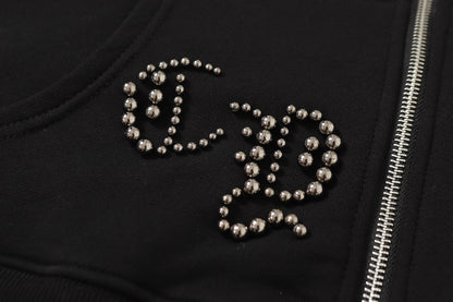 Chrome Hearts Rhinestone Cross Hoodie - Black Gothic Streetwear Sweatshirt 2633