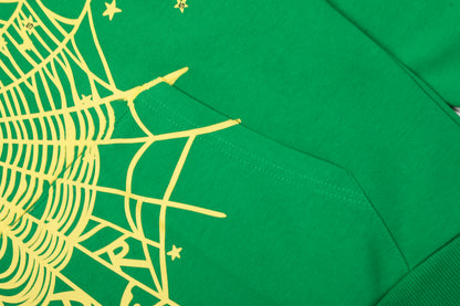 Sp5der Punk V2 Rhinestone Hoodie Bright Green