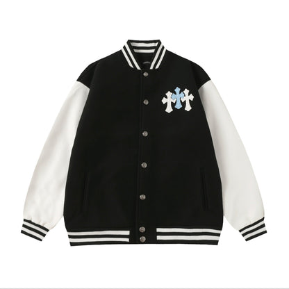 Chrome Hearts Black White Street Style Baseball Coat 0002
