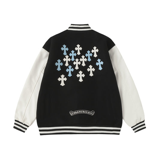 Chrome Hearts Black White Street Style Baseball Coat 0002
