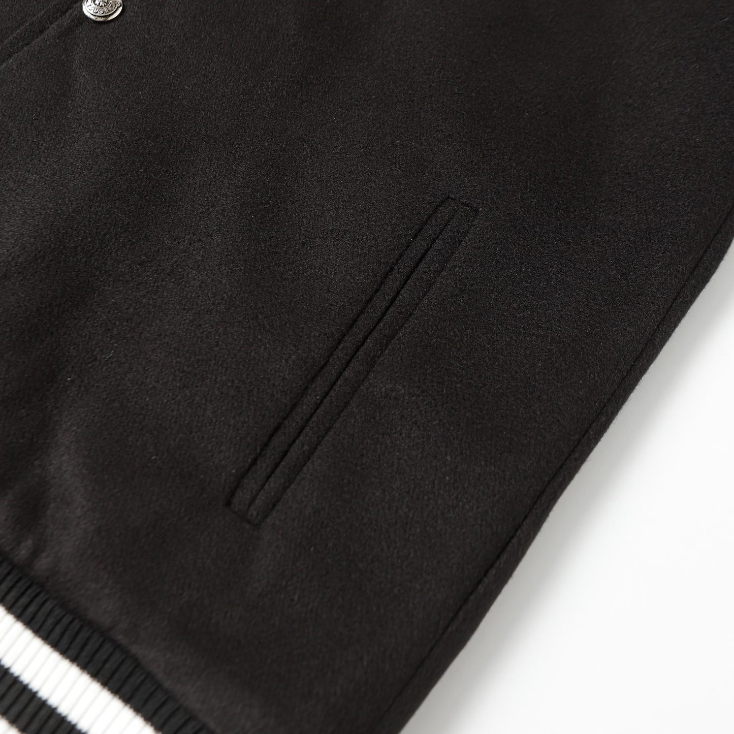 Chrome Hearts Cross Embroidered Leather Sleeve Varsity Jacket - Black Street Style 116