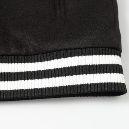 Chrome Hearts Cross Embroidered Leather Sleeve Varsity Jacket - Black Street Style 116