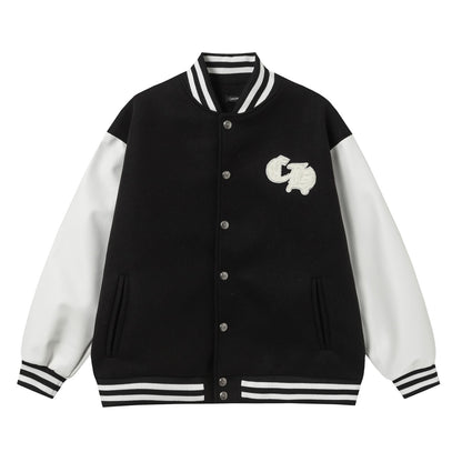 Chrome Hearts Varsity Jacket - Black White Gothic Baseball Coat 2206