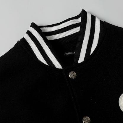 Chrome Hearts Varsity Jacket - Black White Gothic Baseball Coat 2206