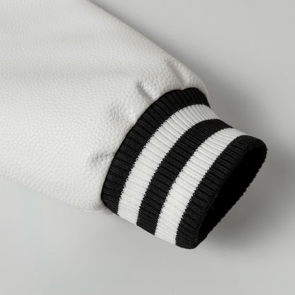 Chrome Hearts Layered Cross Varsity Jacket - Black White Street Style Outerwear 2208