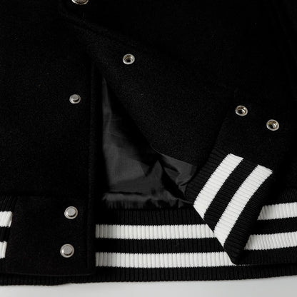 Chrome Hearts Layered Cross Varsity Jacket - Black White Street Style Outerwear 2208