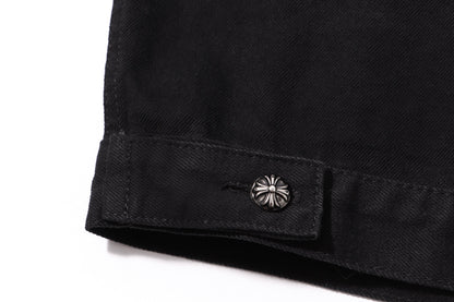 Chrome Hearts Multi Cross Studded Denim Jacket - Black Gothic Streetwear Coat H49