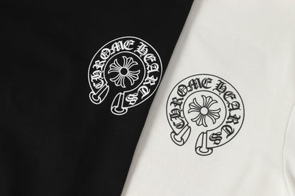 Chrome Hearts Logo Flag Long Sleeve Tee - Black White Gothic Street T-Shirt K2126