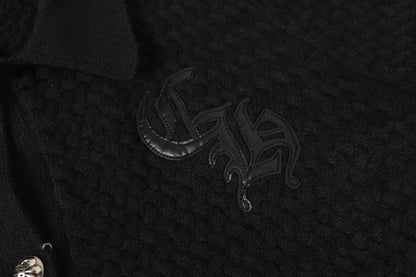 Chrome Hearts Gothic Cross Knit Cardigan - Black Grey Streetwear Jacket 904