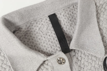 Chrome Hearts Gothic Cross Knit Cardigan - Black Grey Streetwear Jacket 904