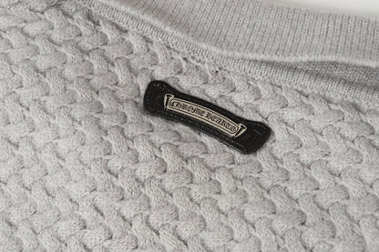 Chrome Hearts Gothic Cross Knit Cardigan - Black Grey Streetwear Jacket 904