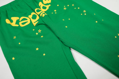 Sp5der Punk V2 Rhinestone Hoodie Bright Green