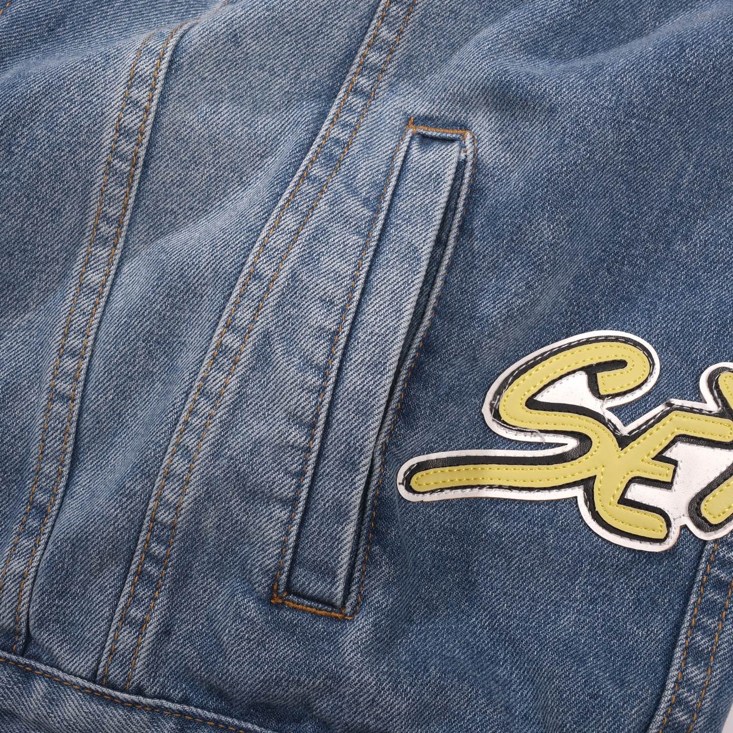 Chrome Hearts Patchwork Denim Jacket - Vintage Blue Gothic Street Jacket 0789